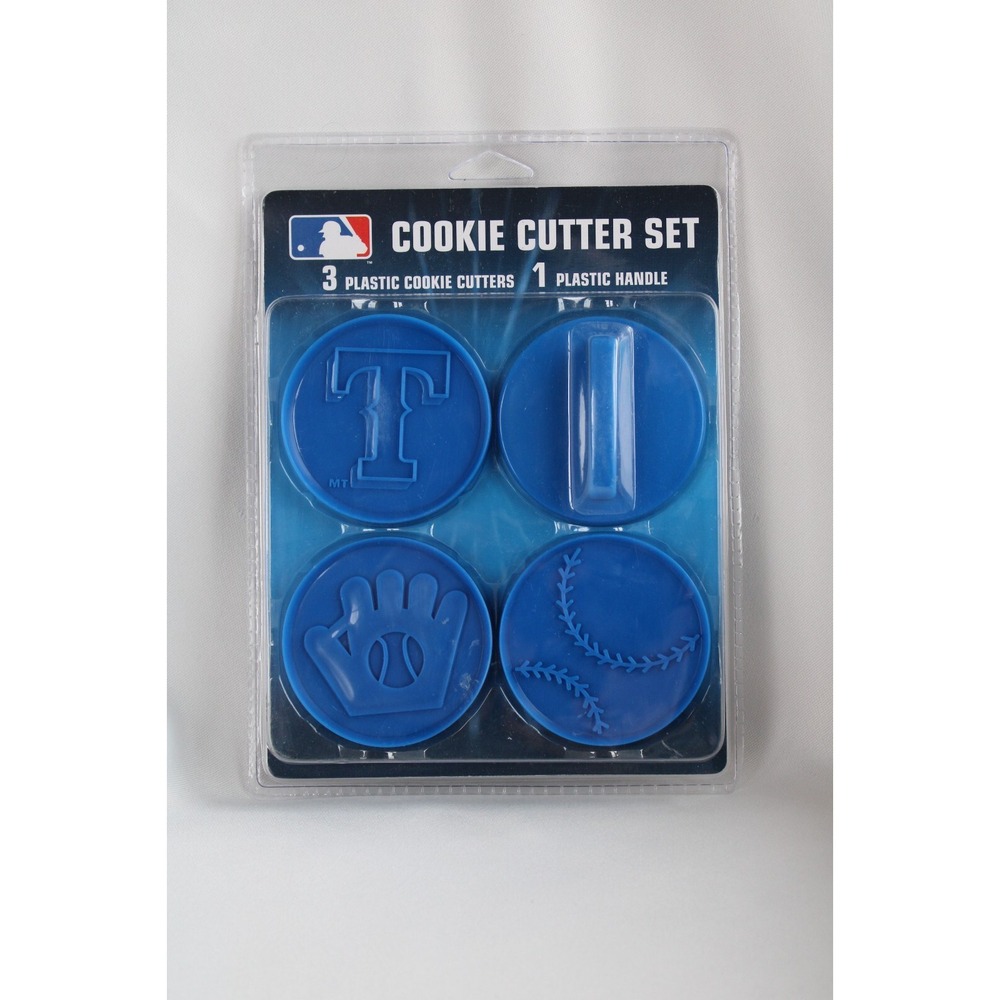 MLB Texas Rangers Logo Baseball Plastic Cookie Cutter Blue 4 piece set NEW